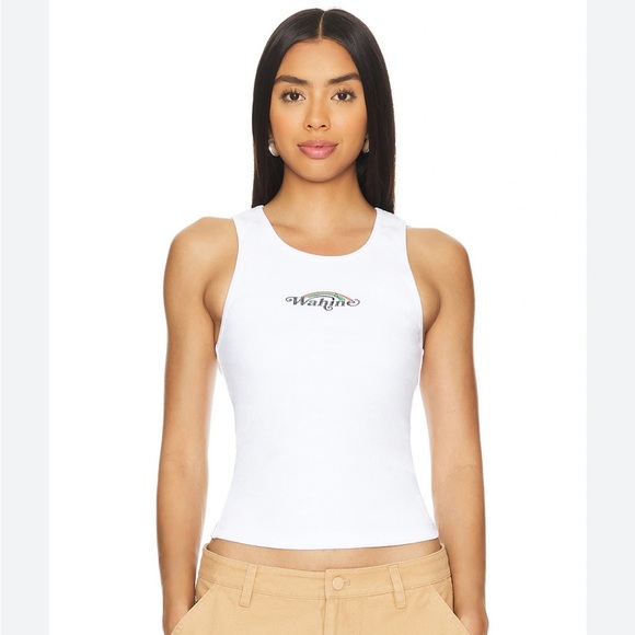 REVOLVE WAHINE NWT White Tank Top Ribbed Small S - Picture 1 of 5